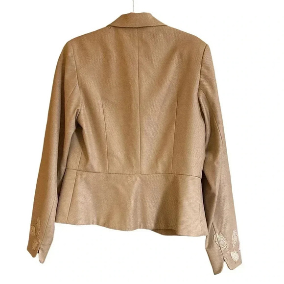 Rebecca Taylor Tan Tie Front Wool Blend Blazer Size 10 - Picture 8 of 10